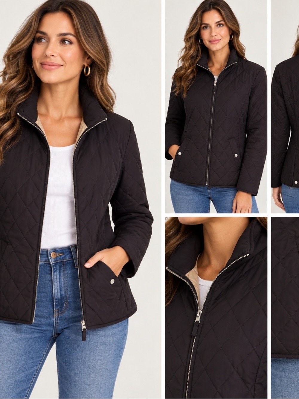 Lands’ End Black Quilted Jacket